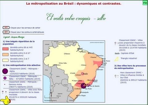 Thème 1 : La métropolisation : un processus mondial différencié - Sujet : La métropolisation au Brésil : dynamiques et contrastes - Jacques MUNIGA