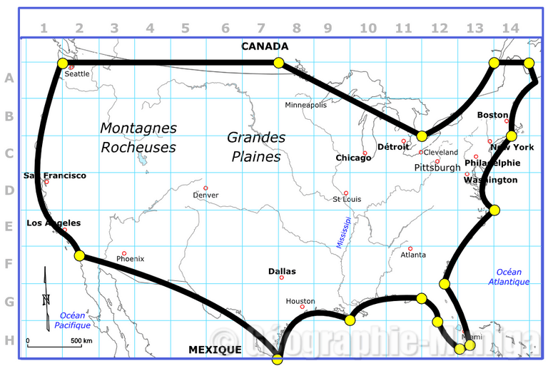 Je dessine les Etats-Unis schématique
