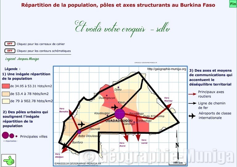 Répartition de la population, pôles et axes structurants au Burkina Faso - Jacques MUNIGA
