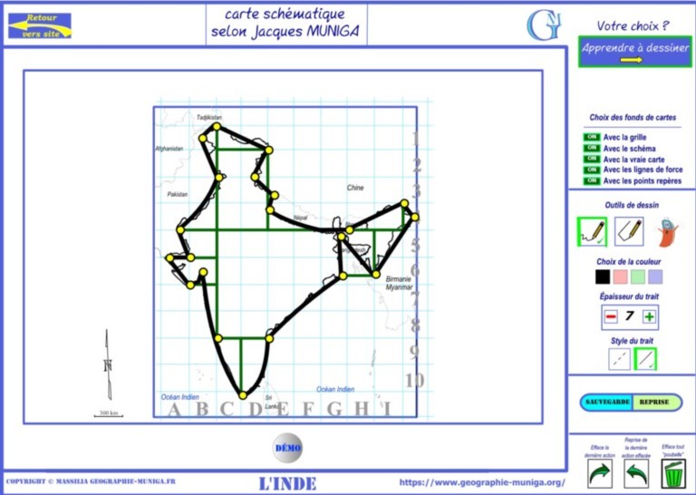 Je dessine l'Inde schématique