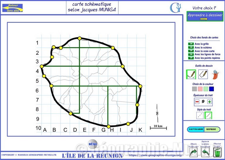 Je dessine l'ïle de la Réunion schématique