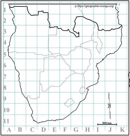 Carte Afrique australe  avec grille - Jacques MUNIGA