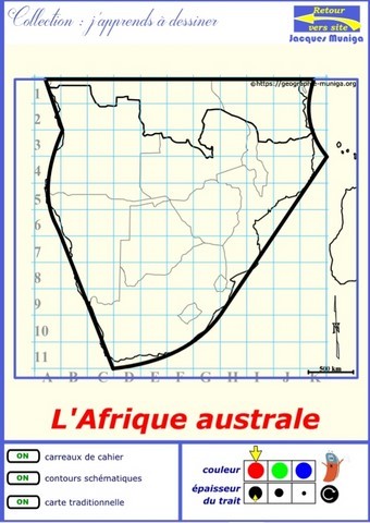  dessiner l'Afrique australe ou l'Afrique australe au bout du doigt