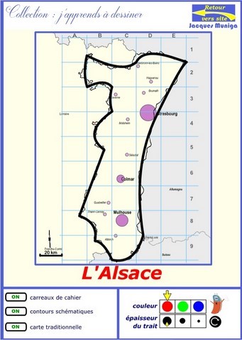 Pour apprendre à dessiner l'Alsace ou  l'Alsace au bout du doigt.