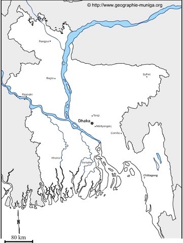 Carte du Bangladesh - Jacques MUNIGA