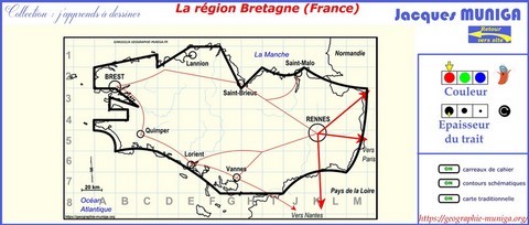 dessiner la région Bretagne ou  la région Bretagne au bout du doigt