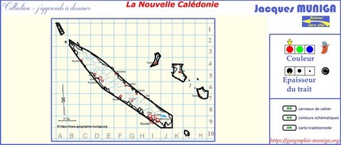 dessiner la Nouvelle Calédonie ou  la Nouvelle Calédonie au bout du doigt