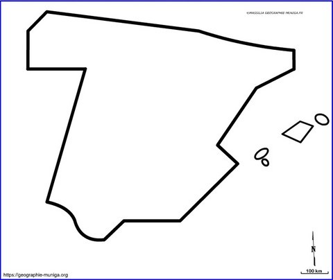 Fond de carte schématique de l'Espagne par Jacques MUNIGA