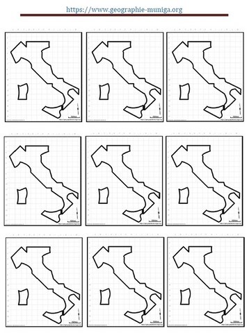 Italie schématique avec grille selon Jacques MUNIGA