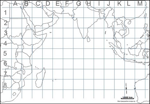 Carte avec grille - Océan Indien - Jacques MUNIGA