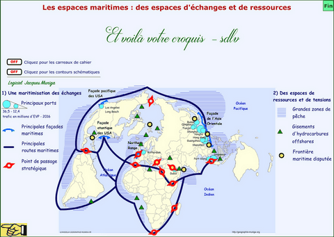 Thème 3 : Des espaces transformés par la mondialisation -  Les espaces maritimes : des espaces d'échanges et de ressources  - Jacques MUNIGA