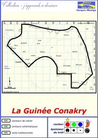 Pour apprendre à dessiner la Guinée Conakry ou la Guinée Conakry au bout du doigt