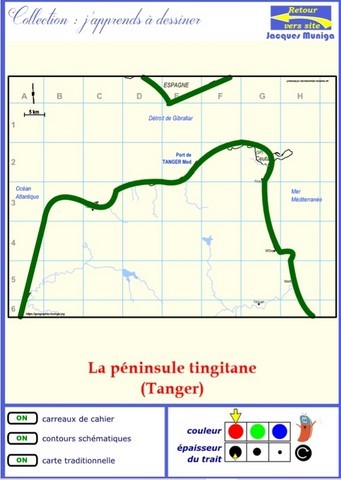 apprendre à dessiner les contours schématiques de la péninsule tingitane (Tanger) apprendre à dessiner les contours schématiques de la péninsule tingitane (Tanger)
