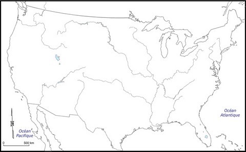 La carte des Etats-Unis d'Amérique.